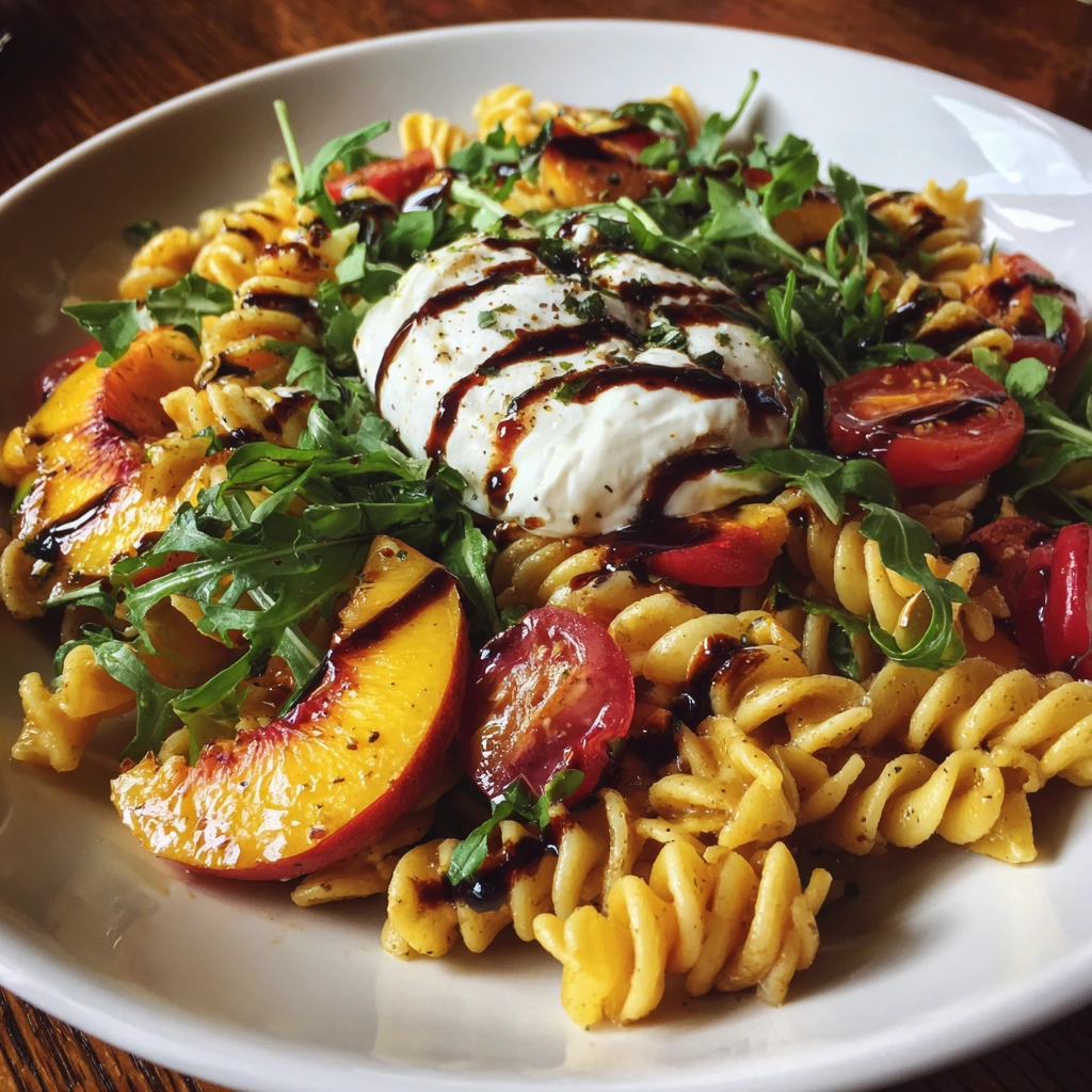 Nectarine Burrata Summer Pasta Salad
