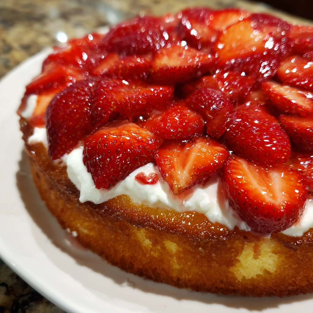 One Layer Strawberry Shortcake Cake