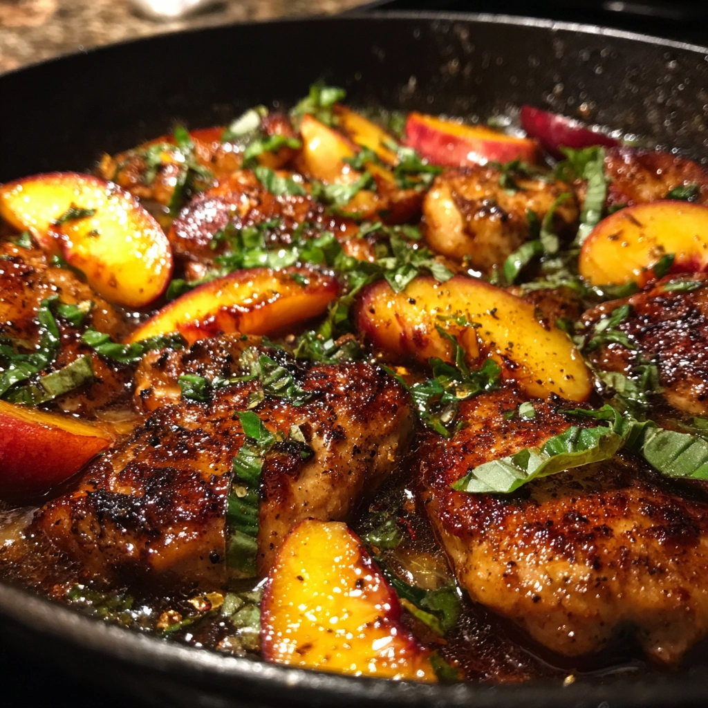Peach Basil Chicken Skillet