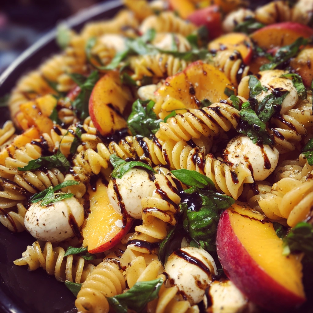 Peach Caprese Pasta Salad