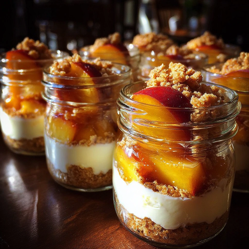 Peach Cobbler Cheesecake Jars