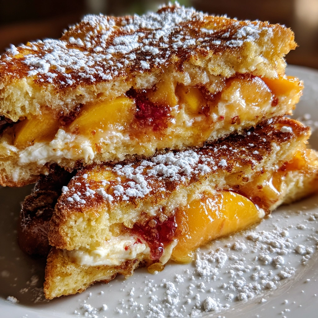 Peach Cobbler Stuffed French Toast