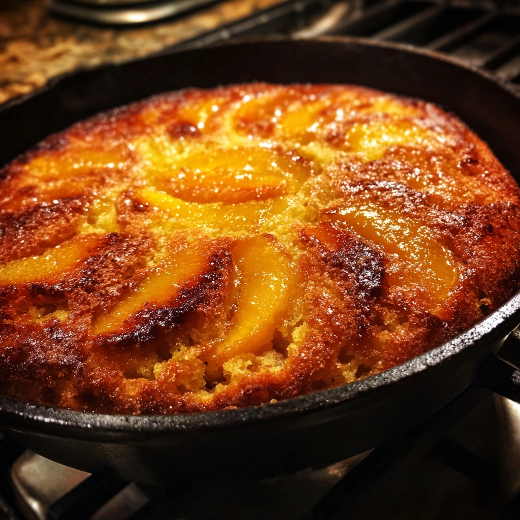 Peach Cornmeal Skillet Cake