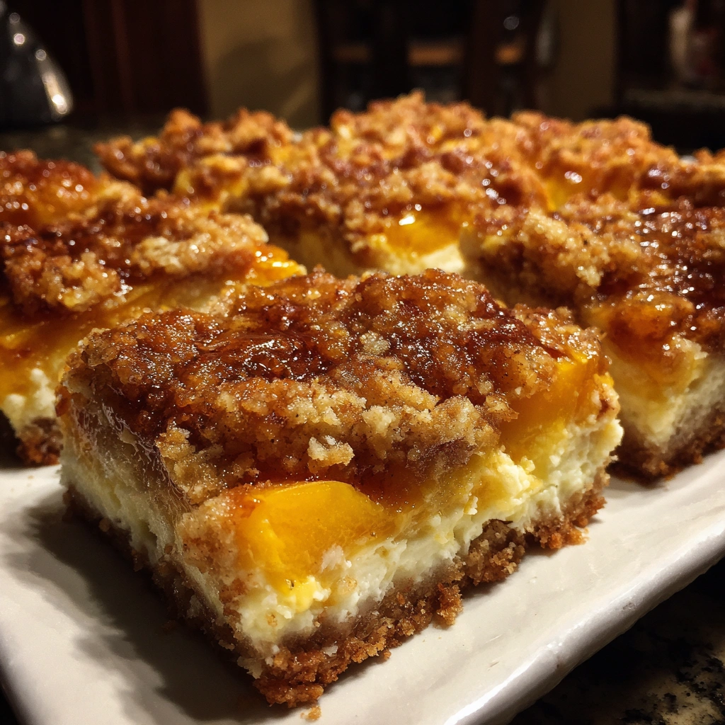 Peach Crumble Cheesecake Squares