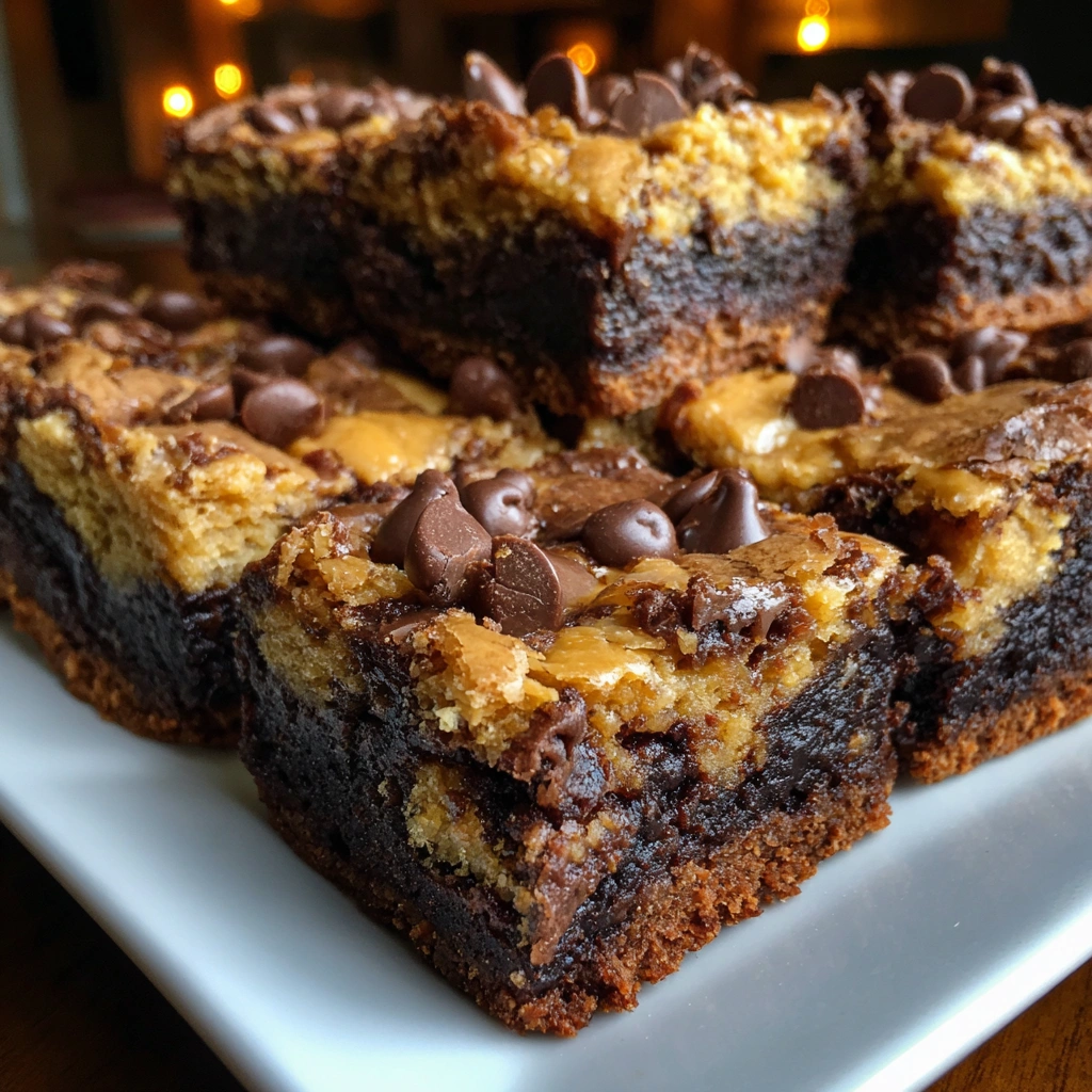 Peanut Butter Cookie Dough Brownie Bars