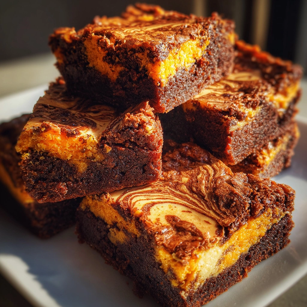 Pumpkin Cream Cheese Swirl Brownies