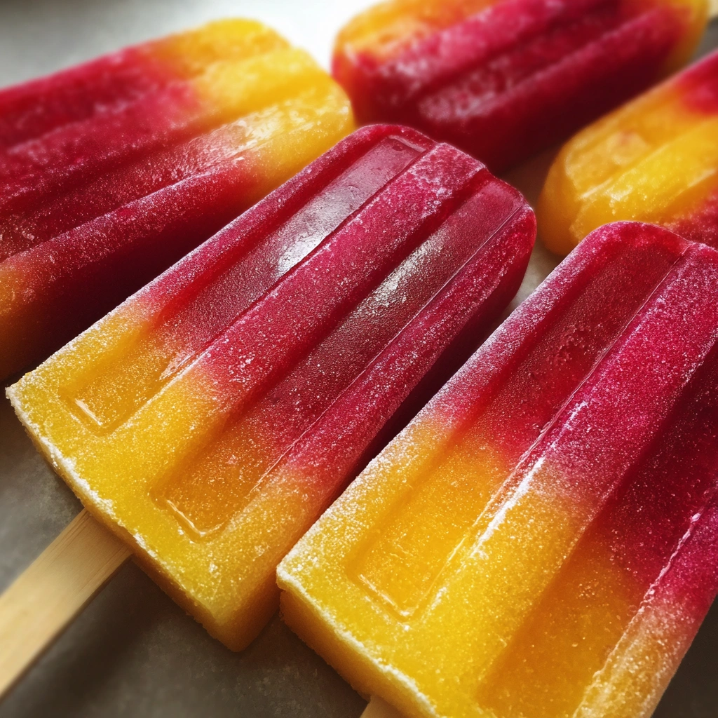 Raspberry Peach Sorbet Popsicles