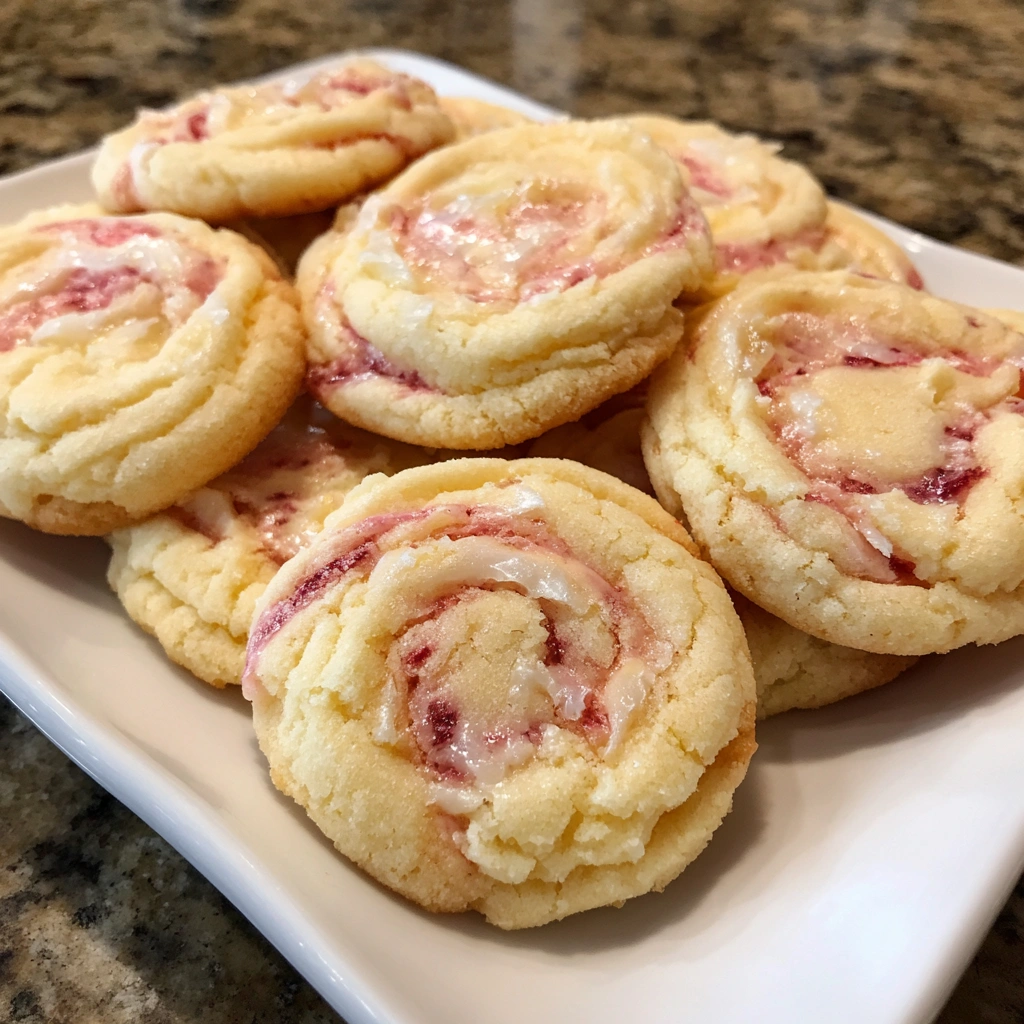 Rhubarb Swirl Cream Cheese Cookies