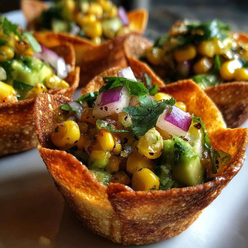 Roasted Sweet Corn & Avocado Salsa Cups