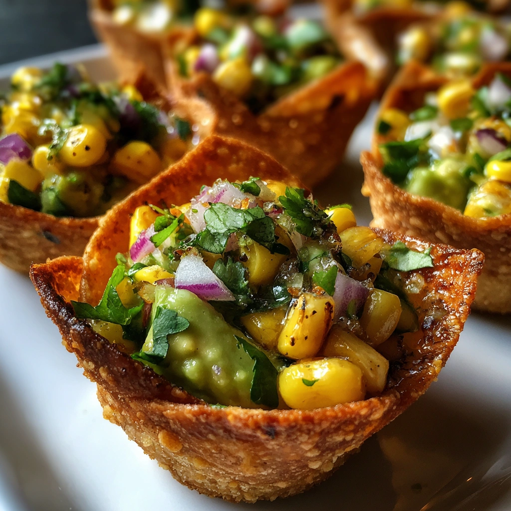 Roasted Sweet Corn & Avocado Salsa Cups