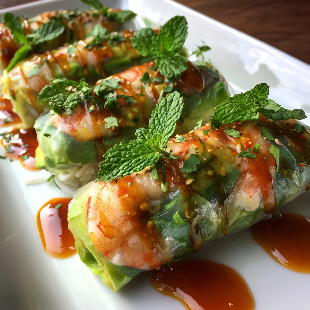 Shrimp Avocado Summer Rolls with Chili Lime Sauce