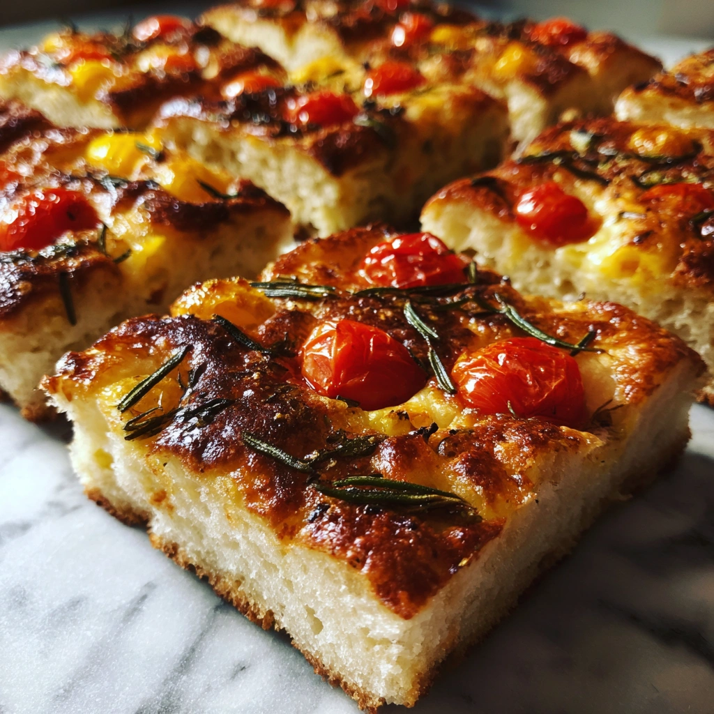 Sourdough Focaccia Breakfast Squares