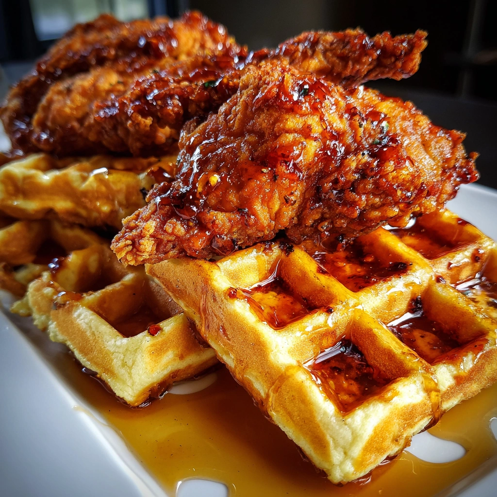 Spicy Honey Butter Chicken and Waffles