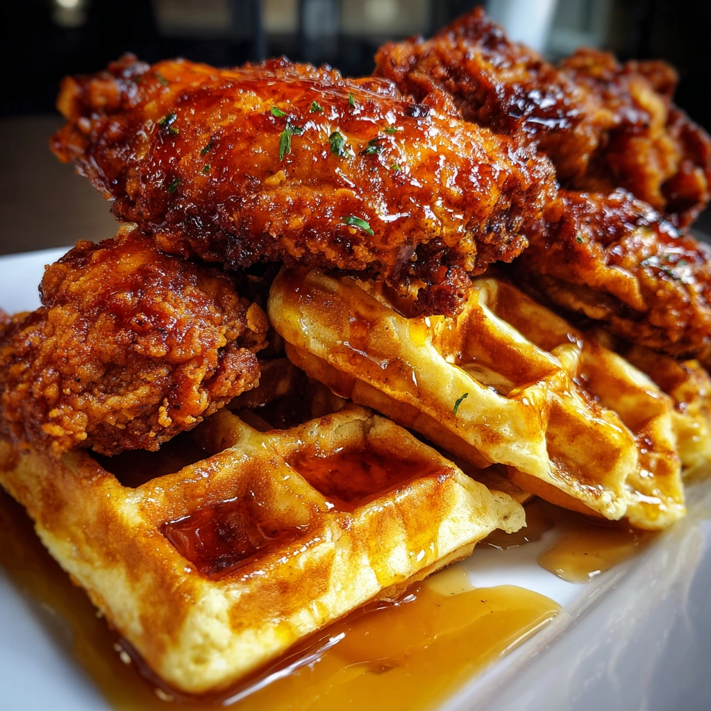 Spicy Honey Butter Chicken and Waffles