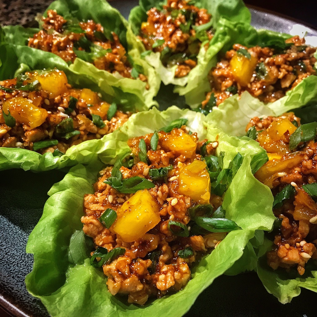 Spicy Pineapple Chicken Lettuce Wraps
