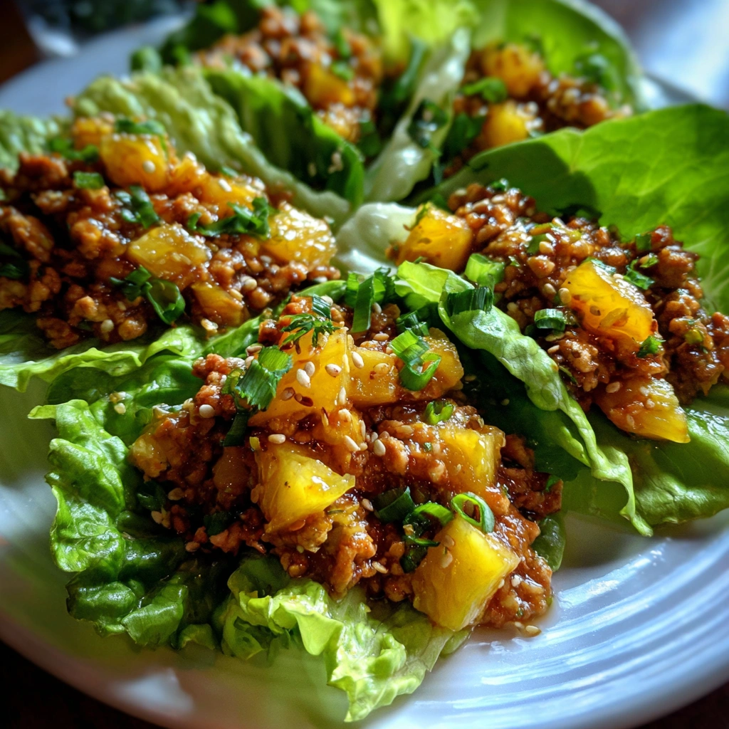 Spicy Pineapple Chicken Lettuce Wraps