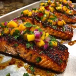 Sticky Glazed Salmon with Nectarine Salsa
