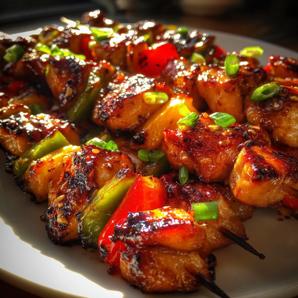 Sticky Honey Garlic Chicken Skewers