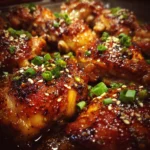 Sticky Honey Garlic Chicken Thighs with Sesame