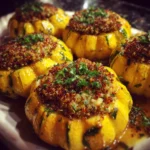 Stuffed Patty Pan Squash with Herbed Quinoa