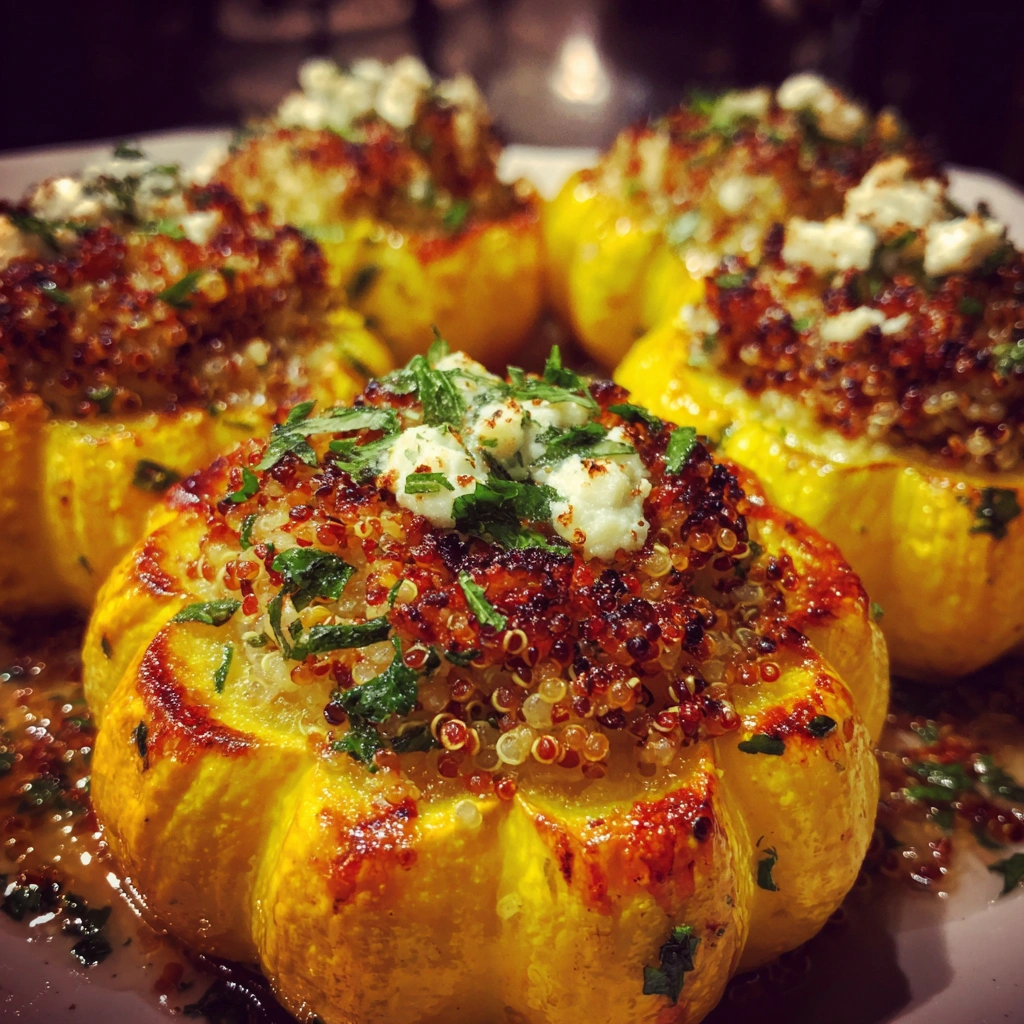 Stuffed Patty Pan Squash with Herbed Quinoa