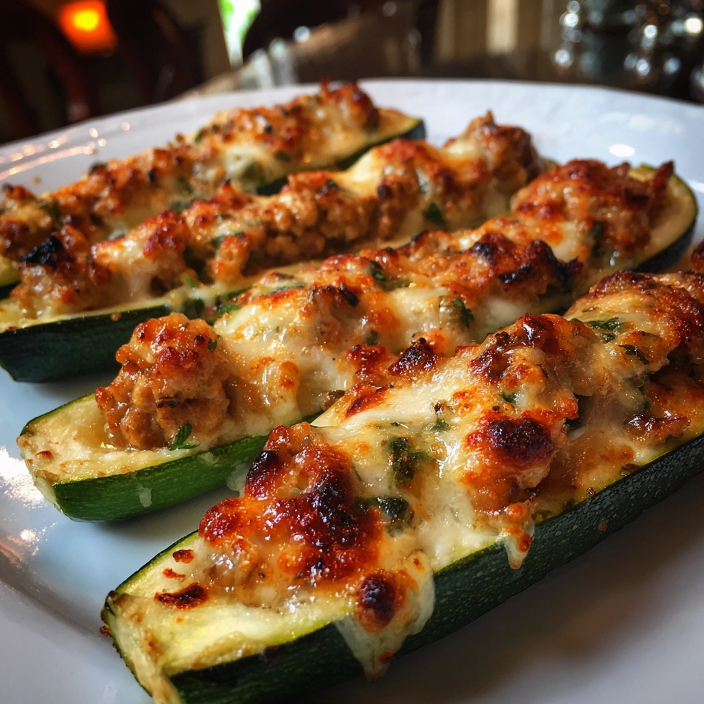 Stuffed Zucchini Boats with Ground Turkey