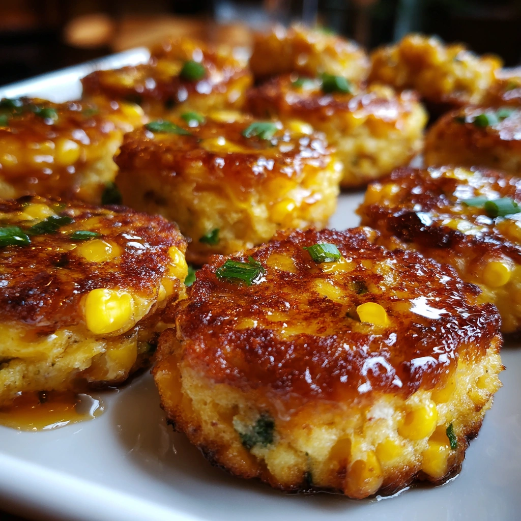 Sweet Corn Fritter Sliders with Jalapeño Honey Drizzle