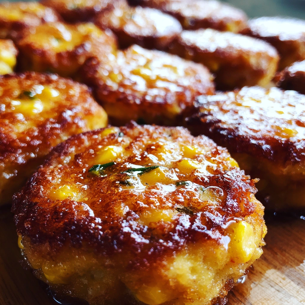 Sweet Corn Fritter Sliders with Jalapeño Honey Drizzle