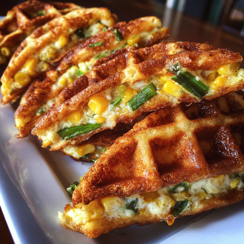 Sweet Corn and Scallion Waffle Sandwiches