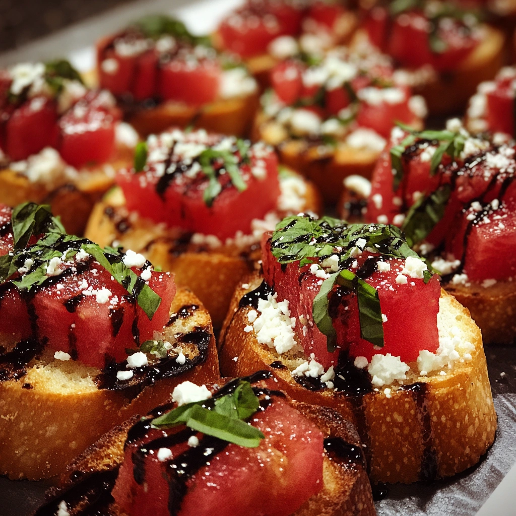 Watermelon Feta Bruschetta Bites