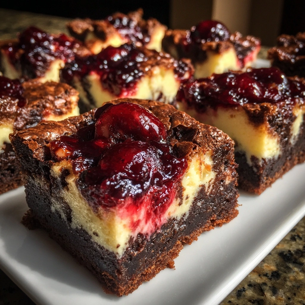 Black Forest Cheesecake Brownie Bars