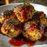 Baked Chicken Meatballs with Strawberry BBQ Sauce