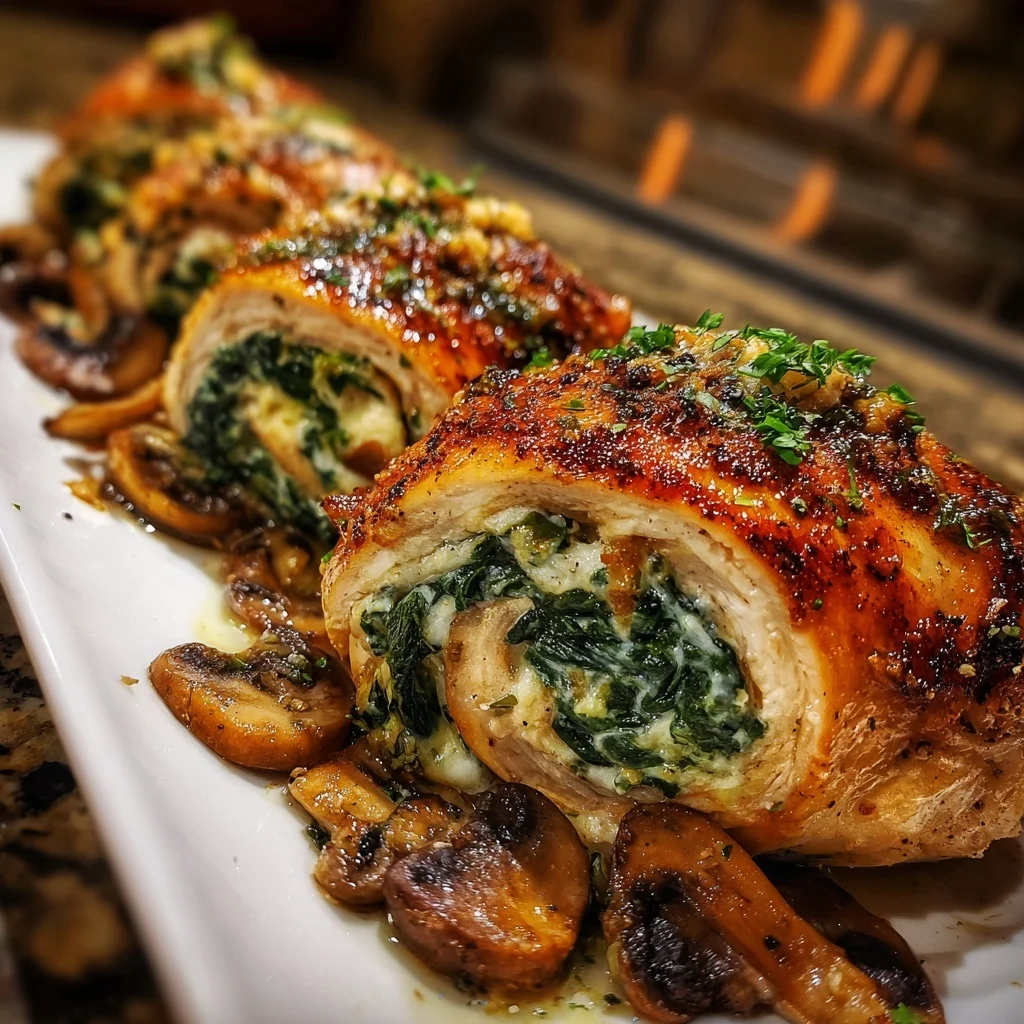 Spinach and Mushroom Stuffed Chicken Breast