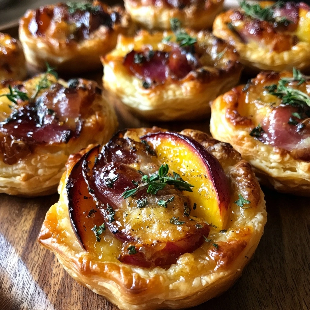 Peach and Prosciutto Puff Pastry Tarts