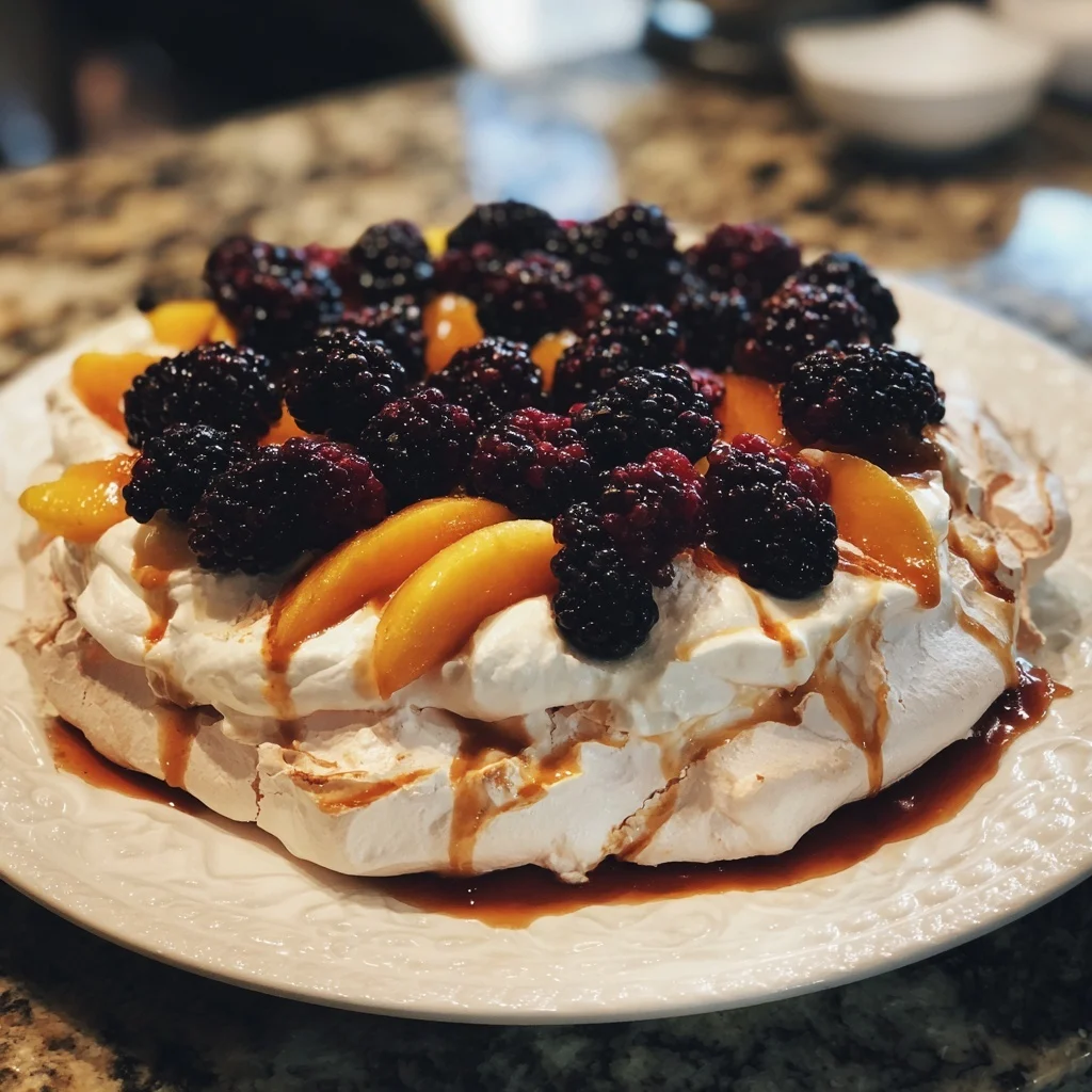 Peach and Blackberry Pavlova