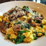 Scrambled Eggs with Spinach and Mushrooms