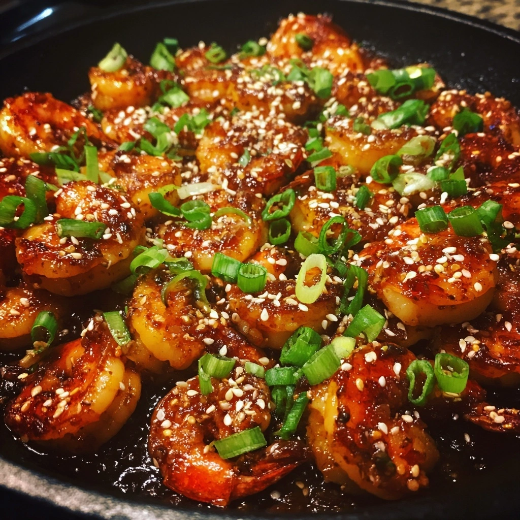 Honey Sriracha Shrimp Skillet