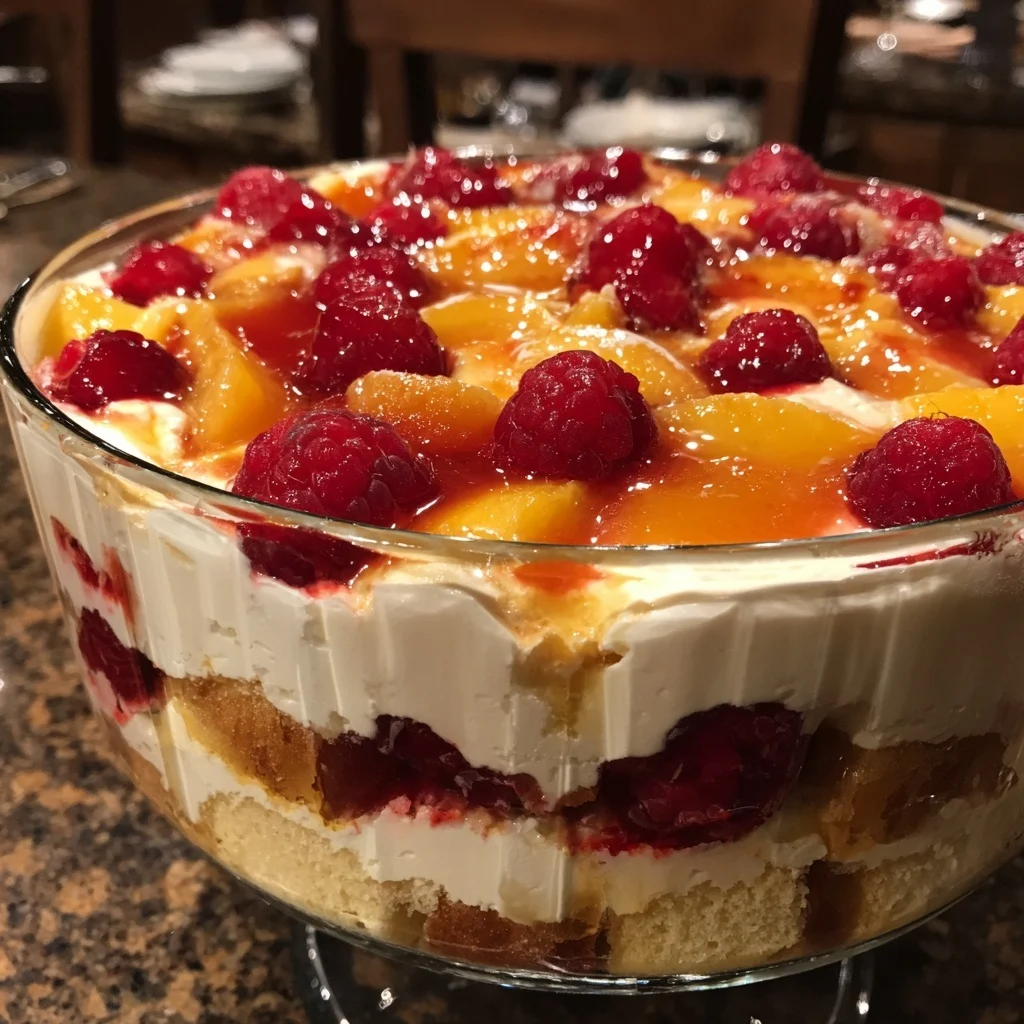 Peach and Raspberry Trifle