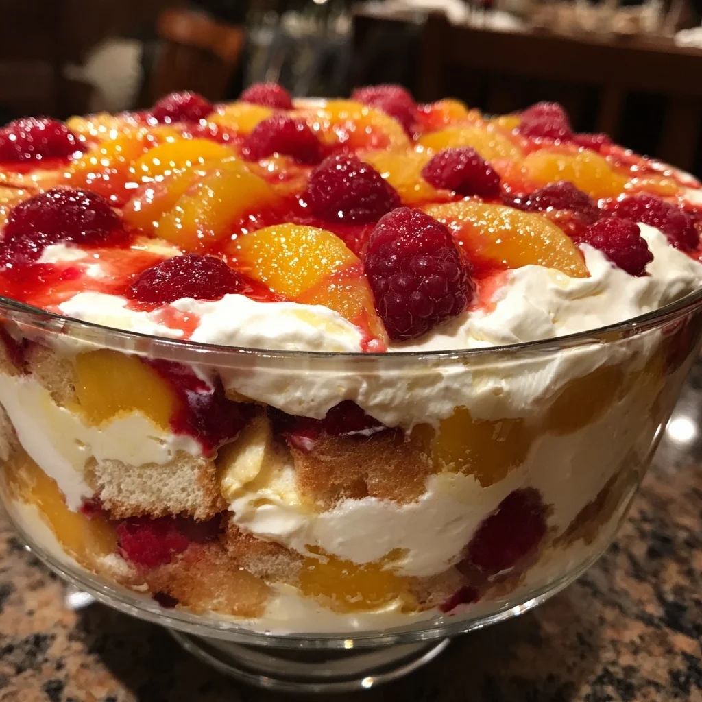Peach and Raspberry Trifle