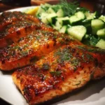 Honey Glazed Salmon with Cucumber Dill Salad