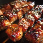 Honey Garlic Salmon Skewers