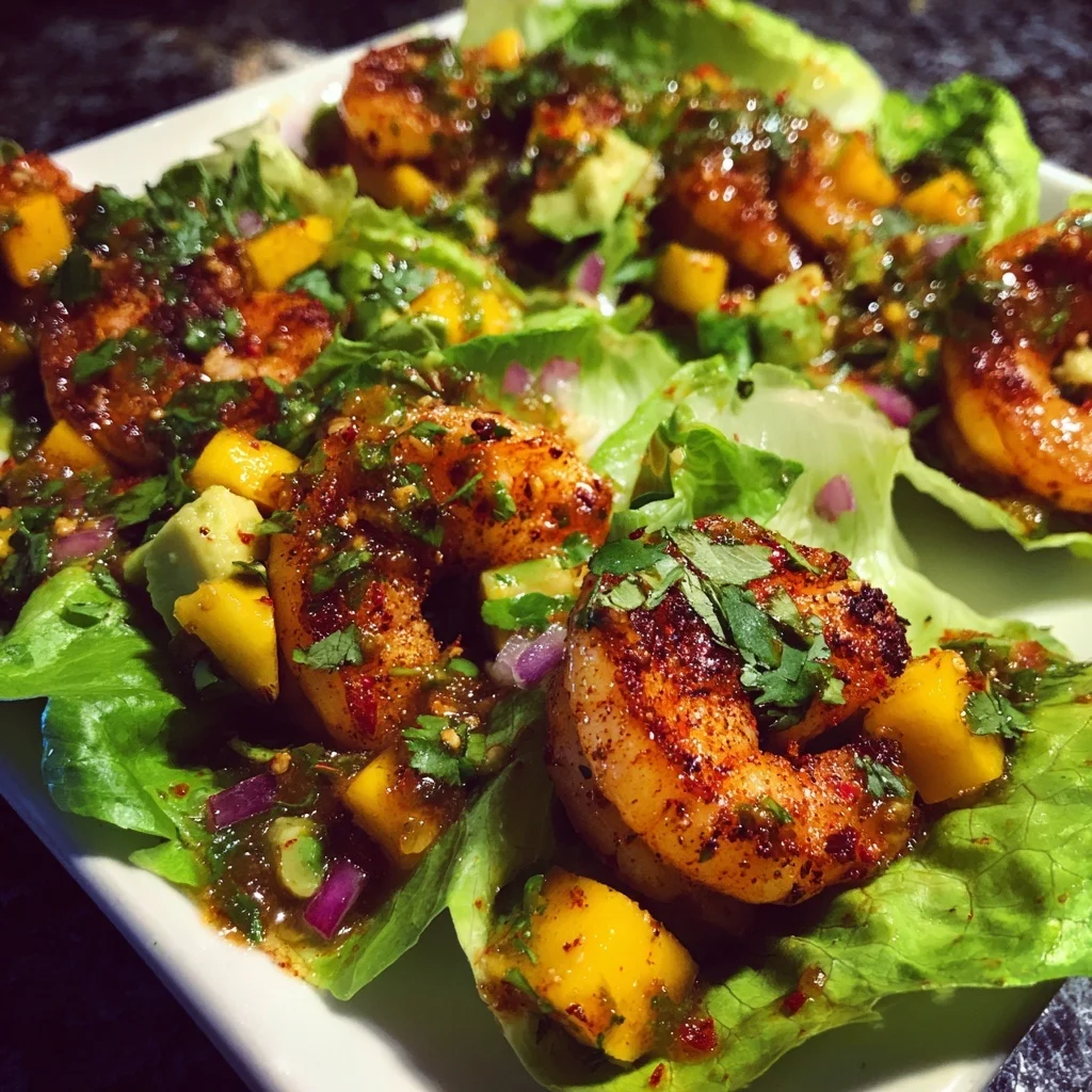 Spicy Mango Shrimp Lettuce Wraps