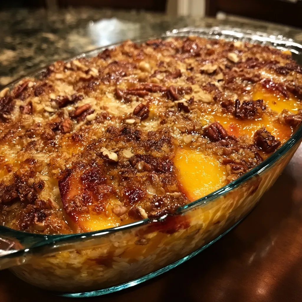 Peach Cobbler Oatmeal Bake