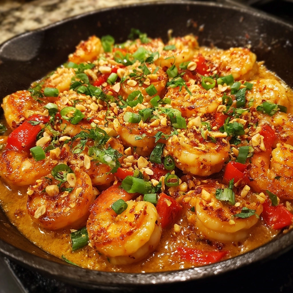 Thai Peanut Shrimp Skillet