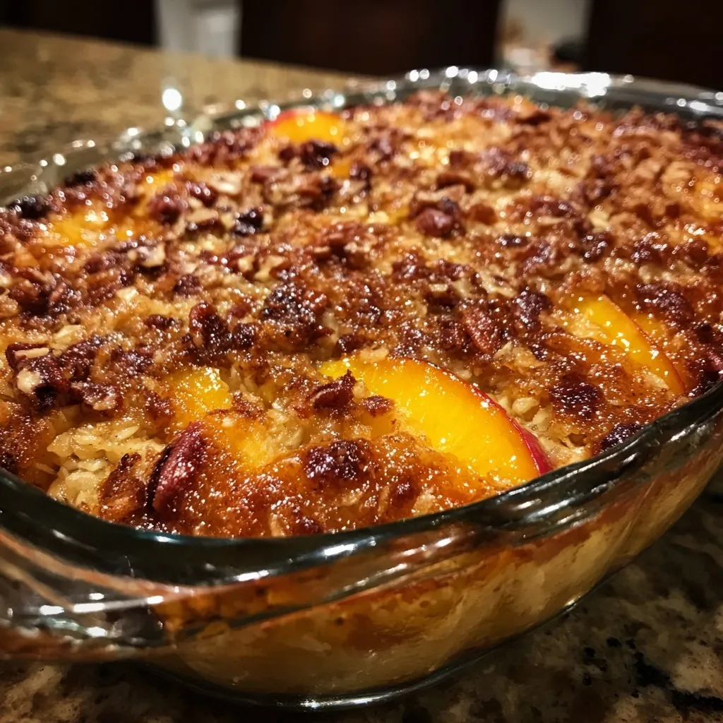 Peach Cobbler Oatmeal Bake