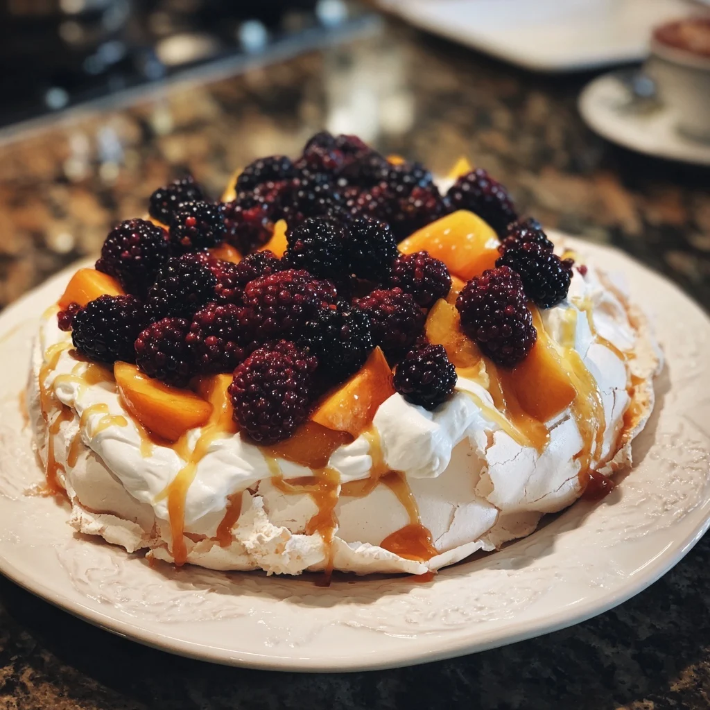 Peach and Blackberry Pavlova