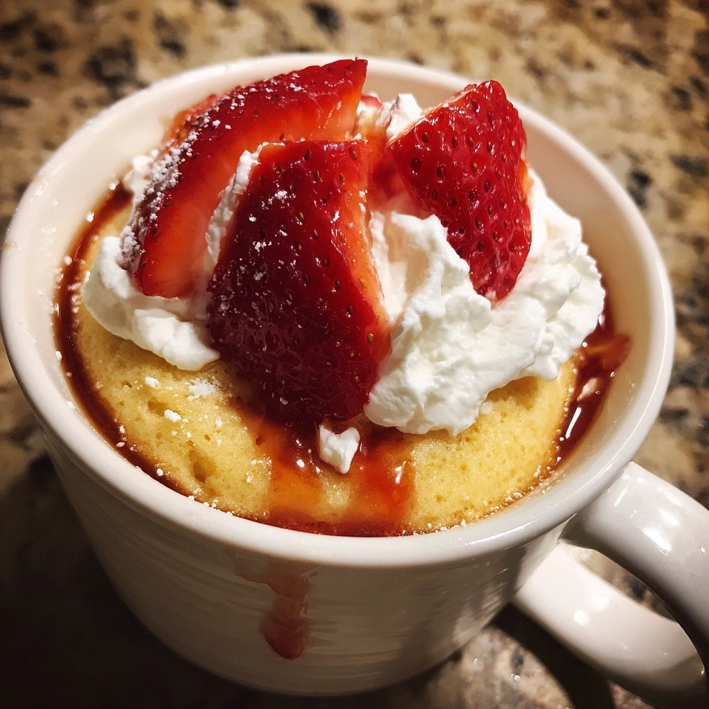 Strawberry Shortcake Mug Cake