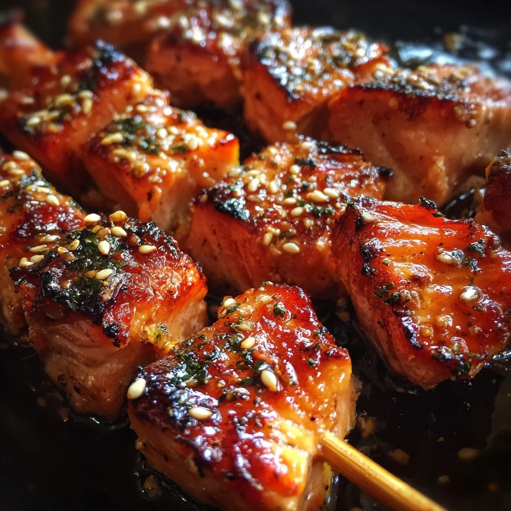 Honey Garlic Salmon Skewers
