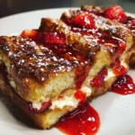 Baked Cream Cheese French Toast with Strawberry Drizzle