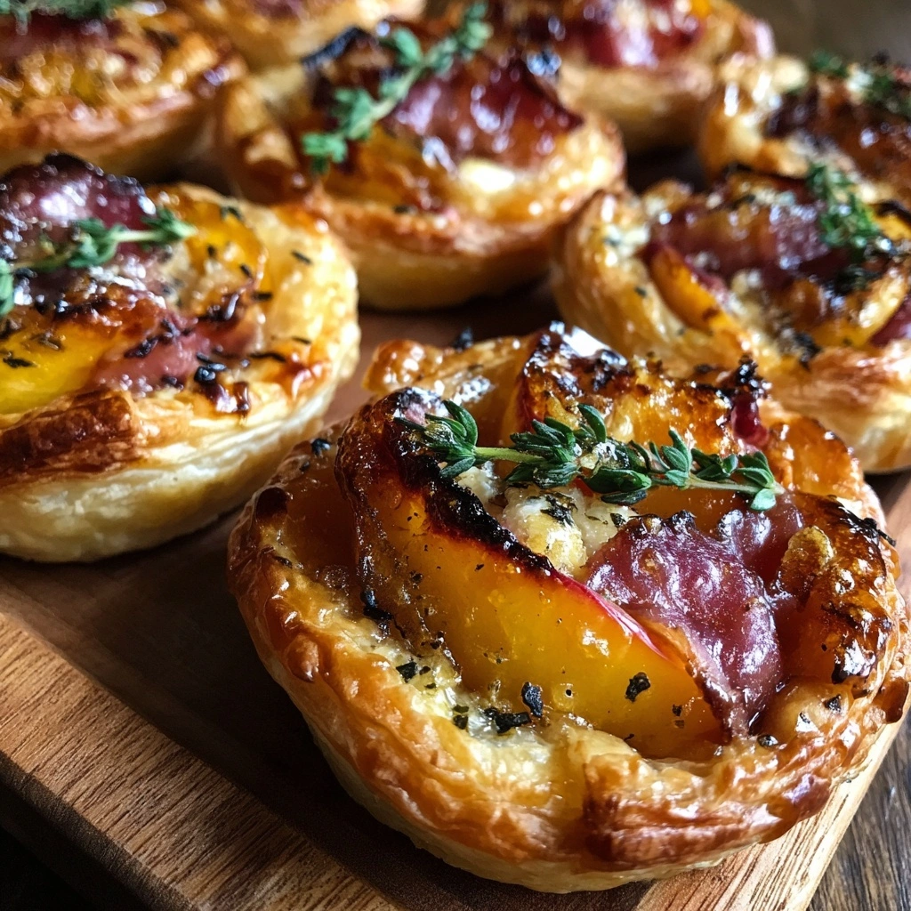 Peach and Prosciutto Puff Pastry Tarts